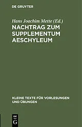 Fester Einband Nachtrag zum Supplementum Aeschyleum von 