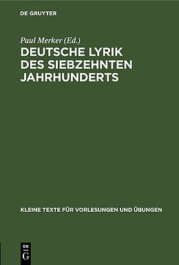 Fester Einband Deutsche Lyrik des siebzehnten Jahrhunderts von 