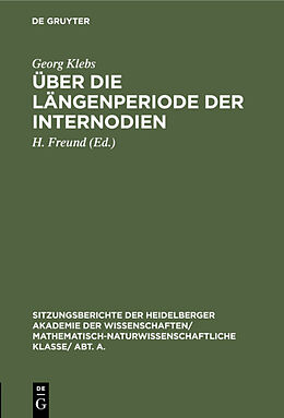 Fester Einband Über die Längenperiode der Internodien von Georg Klebs