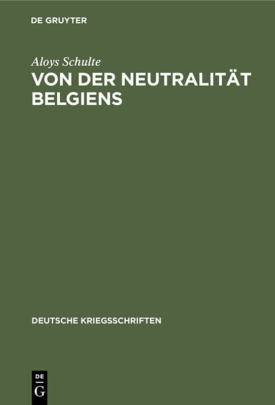 Von der Neutralität Belgiens