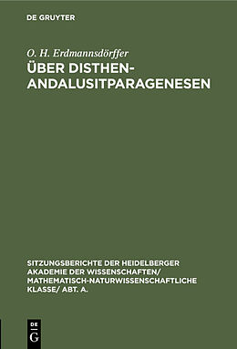 Fester Einband Über Disthen-Andalusitparagenesen von O. H. Erdmannsdörffer