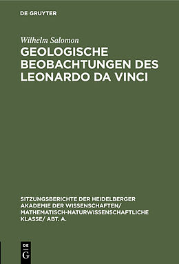 Fester Einband Geologische Beobachtungen des Leonardo da Vinci von Wilhelm Salomon