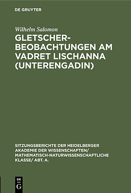 Fester Einband Gletscherbeobachtungen am Vadret Lischanna (Unterengadin) von Wilhelm Salomon