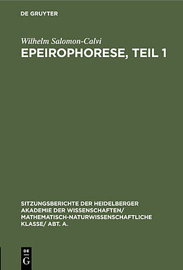 Fester Einband Epeirophorese, Teil 1 von Wilhelm Salomon-Calvi