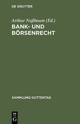 Fester Einband Bank- und Börsenrecht von 