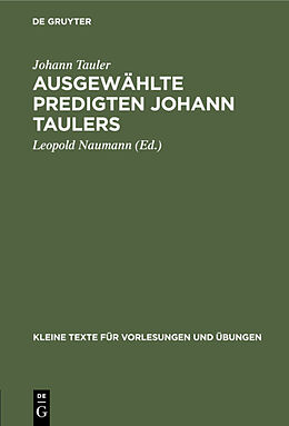 E-Book (pdf) Ausgewählte Predigten Johann Taulers von Johann Tauler