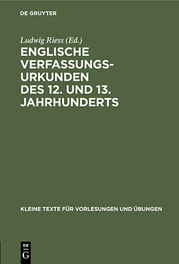 E-Book (pdf) Englische Verfassungsurkunden des 12. und 13. Jahrhunderts von 