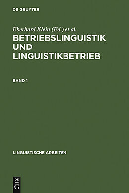 E-Book (pdf) Betriebslinguistik und Linguistikbetrieb von 