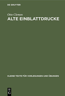 E-Book (pdf) Alte Einblattdrucke von Otto Clemen
