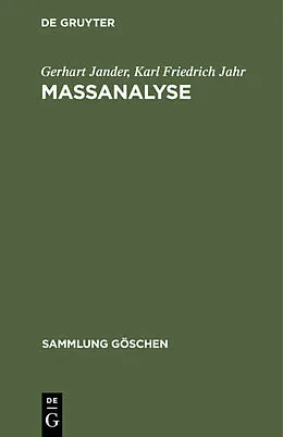 PDF Massanalyse von Gerhart Jander, Karl Friedrich Jahr