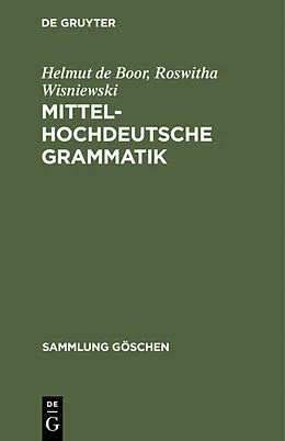 PDF Mittelhochdeutsche Grammatik von Helmut de Boor, Roswitha Wisniewski