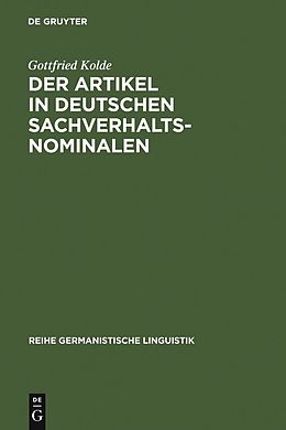 E-Book (pdf) Der Artikel in deutschen Sachverhaltsnominalen von Gottfried Kolde