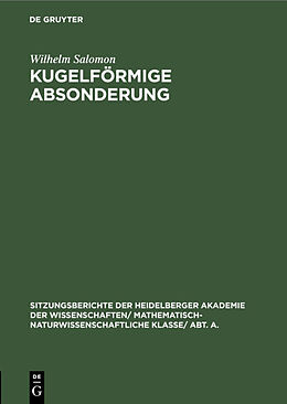 E-Book (pdf) Kugelförmige Absonderung von Wilhelm Salomon