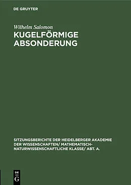 PDF Kugelförmige Absonderung von Wilhelm Salomon
