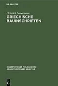 PDF Griechische Bauinschriften von Heinrich Lattermann