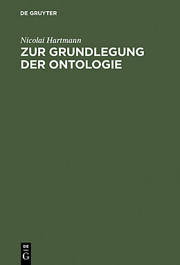 E-Book (pdf) Zur Grundlegung der Ontologie von Nicolai Hartmann