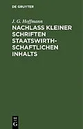 PDF Nachlass Kleiner Schriften Staatswirthschaftlichen Inhalts von J. G. Hoffmann