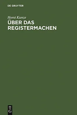 E-Book (pdf) Über das Registermachen von Horst Kunze