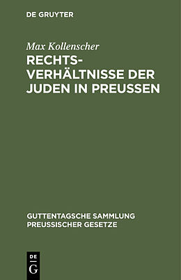 E-Book (pdf) Rechtsverhältnisse der Juden in Preußen von Max Kollenscher