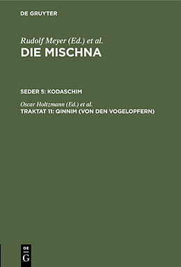 E-Book (pdf) Die Mischna. Kodaschim / Qinnim (Von den Vogelopfern) von 