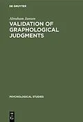 E-Book (pdf) Validation of graphological judgments von Abraham Jansen