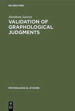 E-Book (pdf) Validation of graphological judgments von Abraham Jansen