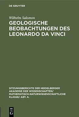 PDF Geologische Beobachtungen des Leonardo da Vinci von Wilhelm Salomon