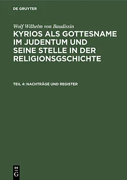 PDF Nachträge und Register von Wolf Wilhelm von Baudissin