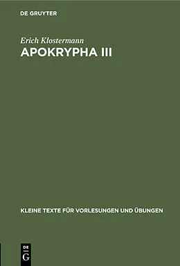 PDF Apokrypha III von Erich Klostermann