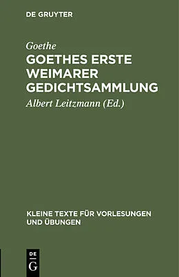 E-Book (pdf) Goethes erste Weimarer Gedichtsammlung von Goethe