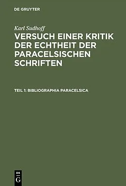 PDF Bibliographia Paracelsica von Karl Sudhoff