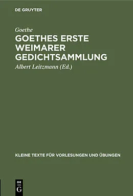 E-Book (pdf) Goethes erste Weimarer Gedichtsammlung von Goethe