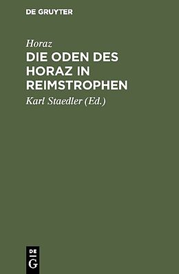 E-Book (pdf) Die Oden des Horaz in Reimstrophen von Horaz
