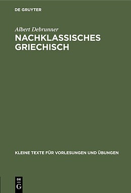 E-Book (pdf) Nachklassisches Griechisch von Albert Debrunner