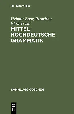 E-Book (pdf) Mittelhochdeutsche Grammatik von Helmut Boor, Roswitha Wisniewski