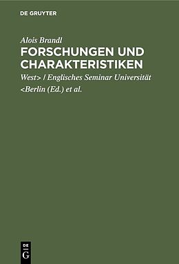 E-Book (pdf) Forschungen und Charakteristiken von Alois Brandl