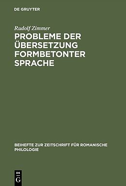 E-Book (pdf) Probleme der Übersetzung formbetonter Sprache von Rudolf Zimmer
