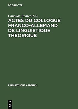 eBook (pdf) Actes du colloque franco-allemand de linguistique théorique de 