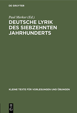 E-Book (pdf) Deutsche Lyrik des siebzehnten Jahrhunderts von 