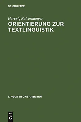 E-Book (pdf) Orientierung zur Textlinguistik von Hartwig Kalverkämper