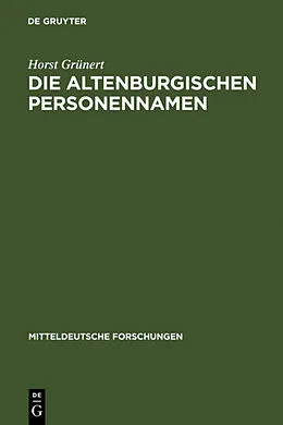 E-Book (pdf) Die Altenburgischen Personennamen von Horst Grünert