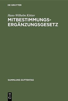 E-Book (pdf) Mitbestimmungs-Ergänzungsgesetz von Hans-Wilhelm Kötter