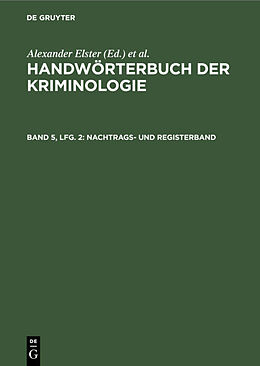 Fester Einband Handwörterbuch der Kriminologie / Nachtrags- und Registerband von Alexander Elster, Heinrich Lingemann