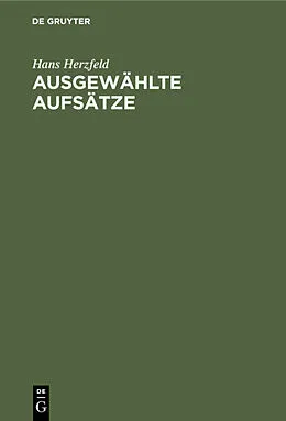 E-Book (pdf) Ausgewählte Aufsätze von Hans Herzfeld