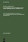 E-Book (pdf) Einzelvorschriften des Bundes zum Datenschutz von Peter Gola, Klaus Hümmerich, Uwe Kerstan