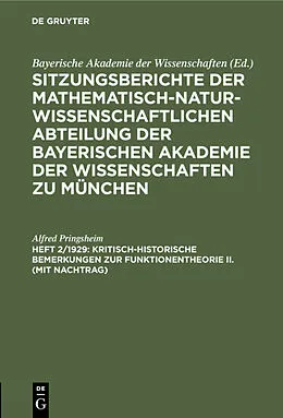 PDF Kritisch-historische Bemerkungen zur Funktionentheorie II. (mit Nachtrag) von Alfred Pringsheim