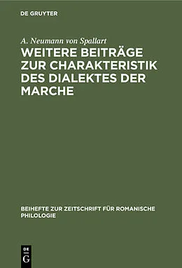 E-Book (pdf) Weitere Beiträge zur Charakteristik des Dialektes der Marche von A. Neumann von Spallart
