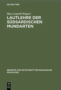 PDF Lautlehre der Südsardischen Mundarten von Max Leopold Wagner