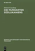 PDF Die Mundarten Südlukaniens von Heinrich Lausberg