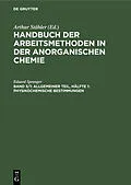 PDF Allgemeiner Teil, Hälfte 1: Physikochemische Bestimmungen von Eduard Spranger